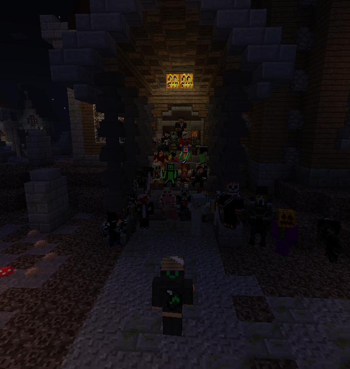 Spieler vor dem Haus des Schreckens am Abend des 31.10.2013