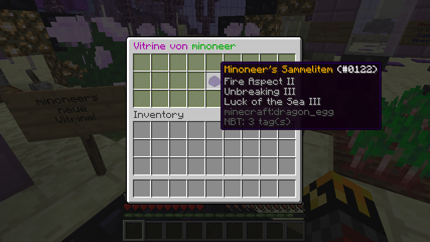 Mit /view gesicherte Kiste als „Vitrine“: ein Drachenei als Sammelitem, nur zum Ansehen