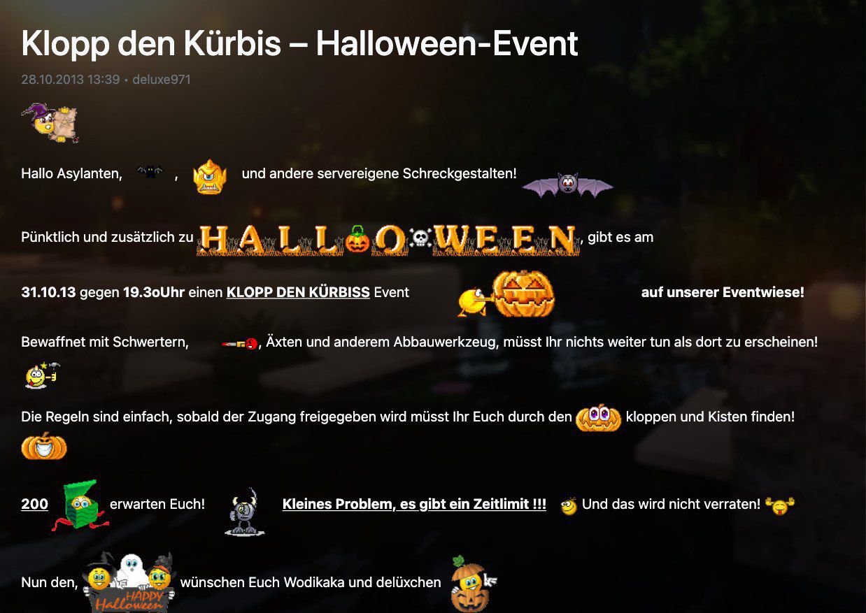 Die Ankündigung „Klopp den Kürbis“ mit ihren Halloween-Smileys